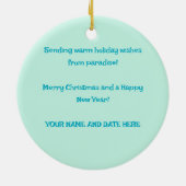 Tropical Hut Christmas Palm Tree Beach Lights  セラミックオーナメント (裏面)