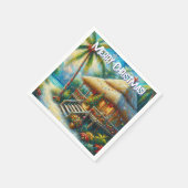 Tropical Hut Christmas Palm Tree Decoupage スタンダードカクテルナプキン (角)