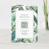 Tropical Indian Peacock Floral All in One Wedding 招待状 (裏面)