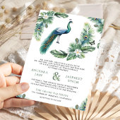 Tropical Indian Peacock Floral All in One Wedding 招待状