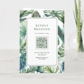 Tropical Indian Peacock Floral All in One Wedding 招待状 (裏面)