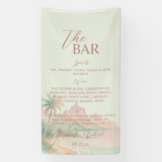 Tropical Island Bar Menu Wedding Reception Decor 横断幕 (縦)