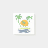 Tropical island beach scenery. Outline palm tree  ポストイット (正面)