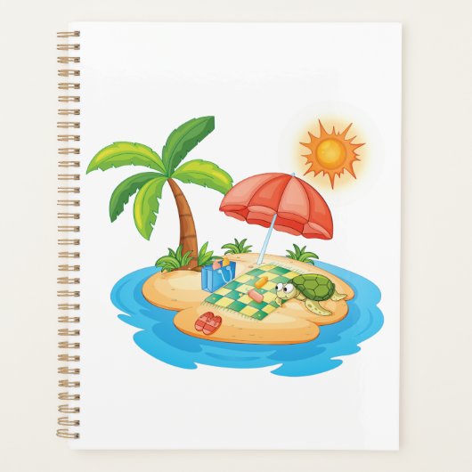 Tropical Island Beach Turtle Palm Tree Picnic プランナー手帳 (正面)