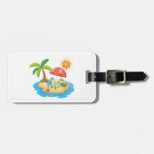 Tropical Island Beach Turtle Palm Tree Picnic ラゲッジタグ (正面横)
