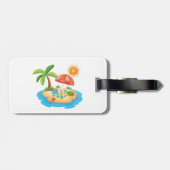 Tropical Island Beach Turtle Palm Tree Picnic ラゲッジタグ (裏面横)