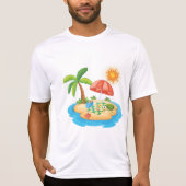Tropical Island Beach Turtle Palm Tree Picnic Tシャツ (正面)