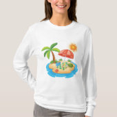 Tropical Island Beach Turtle Palm Tree Picnic Tシャツ (正面)