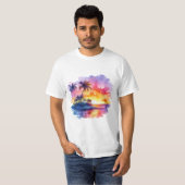 Tropical island landscape at dusk tシャツ (正面フル)