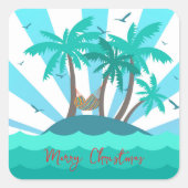 Tropical Island Palm Tree Christmas  スクエアシール (正面)