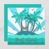 Tropical Island Palm Tree Christmas Card  シーズンカード (正面/裏面)