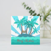 Tropical Island Palm Tree Christmas Card  シーズンカード (スタンド正面)