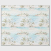 Tropical Island Palm Trees Beach  ラッピングペーパー (フラット)