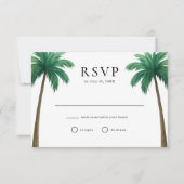 Tropical Island Palm Trees Minimal Beach Wedding 出欠カード (正面)