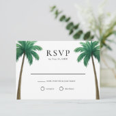 Tropical Island Palm Trees Minimal Beach Wedding 出欠カード (スタンド正面)