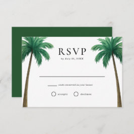 Tropical Island Palm Trees Minimal Beach Wedding 出欠カード