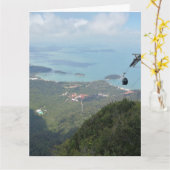 Tropical Island Panorama with Cable Car カード (黄色い花)