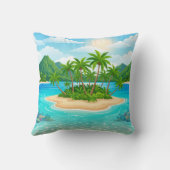 Tropical Island Paradise Palm Trees Throw Pillow クッション (裏面)