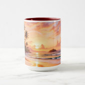 Tropical Island Paradise & Sunset Vibrant Rainbow マグカップ (中央)