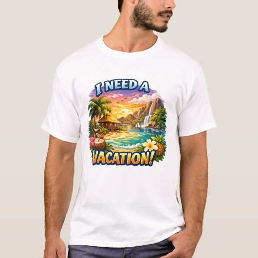 Tropical island print T-shirt Tシャツ (正面)