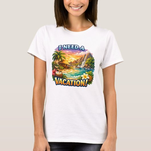 Tropical island print T-shirt Tシャツ (正面)
