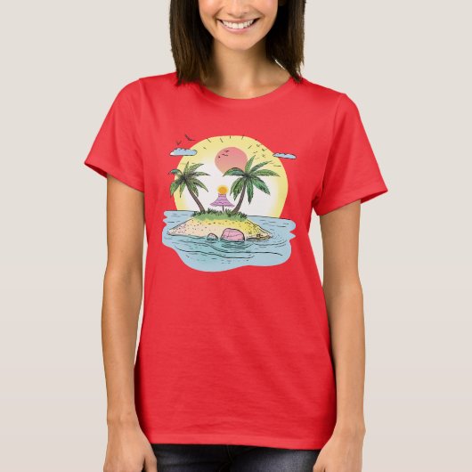 Tropical Island Sunset Streetwear T-Shirt Tシャツ (正面)