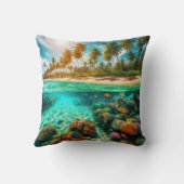 Tropical Island Underwater Beach Ocean Fish クッション (裏面)