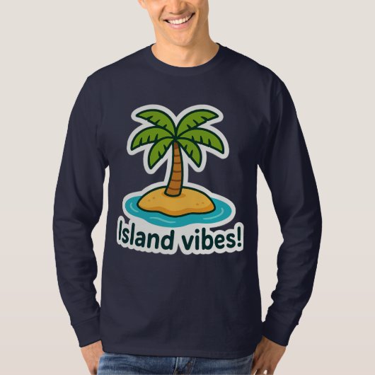 Tropical Island Vibes Palm Tree Sticker Tシャツ (正面)