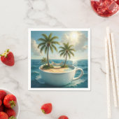 Tropical Island With Hammock in a Teacup スタンダードカクテルナプキン (インサイチュ)