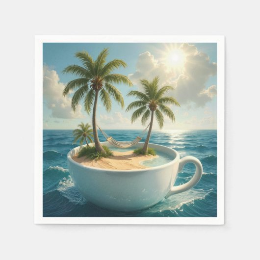 Tropical Island With Hammock in a Teacup スタンダードカクテルナプキン (正面)