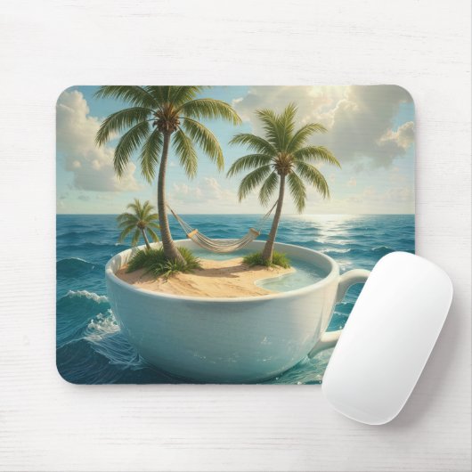 Tropical Island With Hammock in a Teacup マウスパッド (マウス)