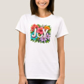 Tropical JOY - Floral Summer Hibiscus Typography Tシャツ (正面)