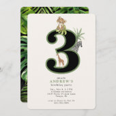 Tropical Jungle 3rd Birthday Animal 招待状 (正面/裏面)