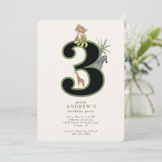 Tropical Jungle 3rd Birthday Animal 招待状 (スタンド正面)