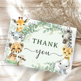 Tropical Jungle Animals Baby Shower Folded Thank サンキューカード