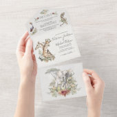Tropical Jungle Animals Wedding オールインワン招待状 (貼ってはがせる)