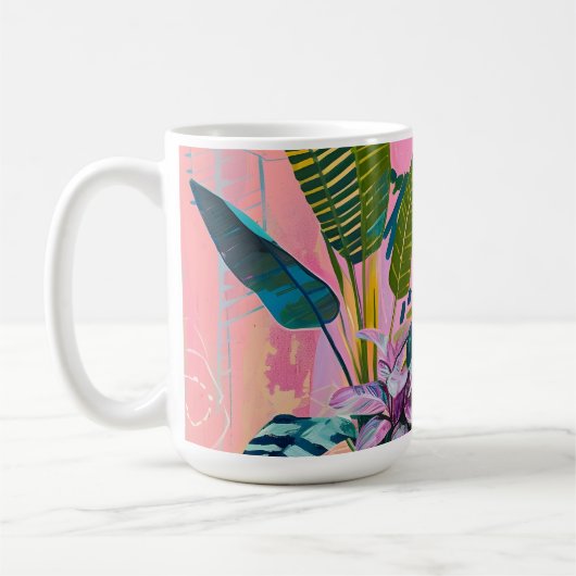 Tropical Jungle Art Print – Vibrant Botanical コーヒーマグカップ (左)