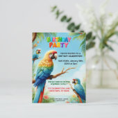Tropical Jungle Birthday Party Invitation for Kids ポストカード (スタンド正面)