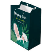 Tropical Jungle Easter Bunny Custom Gift Bag ミディアムペーパーバッグ (正面アングル)