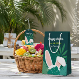 Tropical Jungle Easter Bunny Custom Gift Bag ミディアムペーパーバッグ
