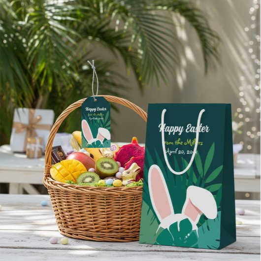 Tropical Jungle Easter Bunny Custom Gift Bag ミディアムペーパーバッグ