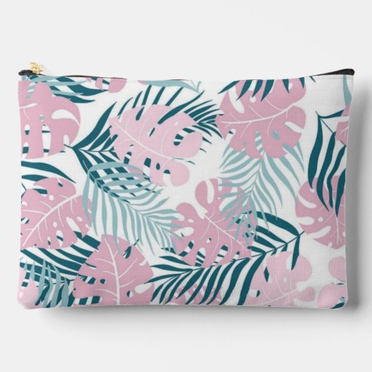 Tropical jungle exotic pink leaves summer nature  アクセサリーポーチ (正面)