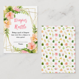 Tropical Jungle Floral Baby Shower Diaper Raffle エンクロージャーカード