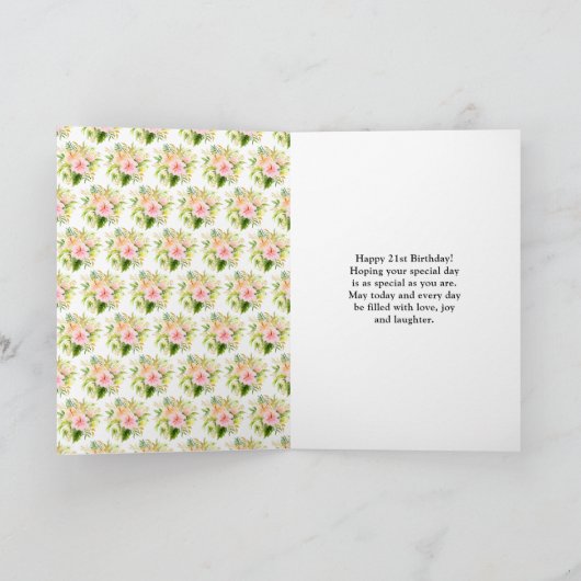 Tropical Jungle Floral Birthday カード (内部)