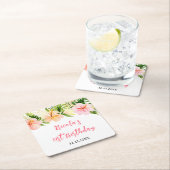 Tropical Jungle Floral Birthday スクエアペーパーコースター (インサイチュ)