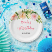 Tropical Jungle Floral Birthday ペーパープレート (パーティー)