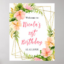Tropical Jungle Floral Birthday Welcome
