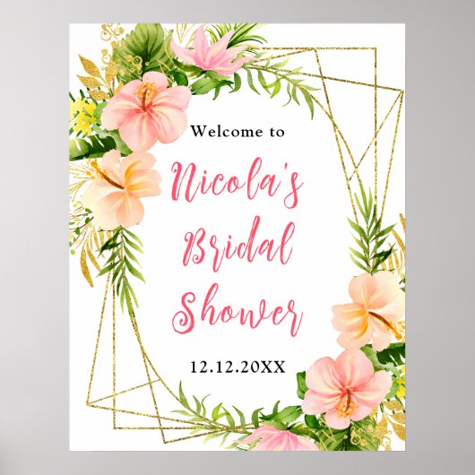 Tropical Jungle Floral Bridal Shower Welcome ポスター (正面)