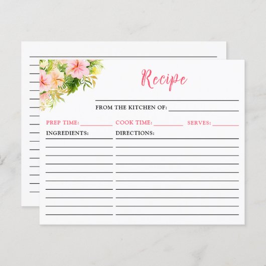 Tropical Jungle Floral Recipe Card (正面/裏面)