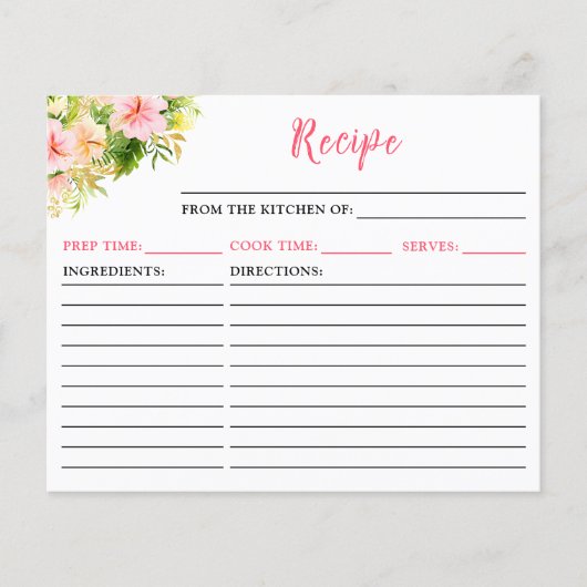 Tropical Jungle Floral Recipe Card (正面)